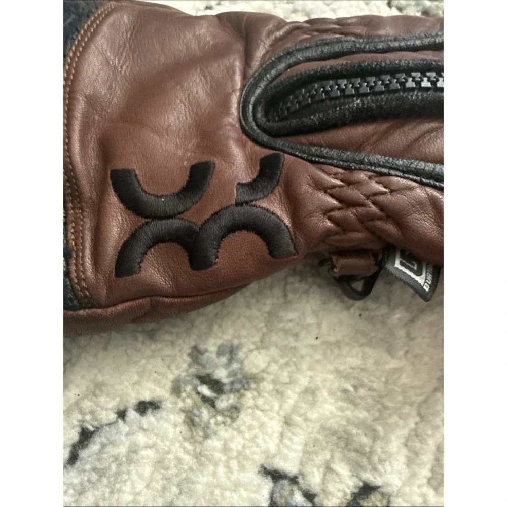 Vintage Ronin Hipora Leather Snowboard Gloves Brown Black Y2K Men's Size Small